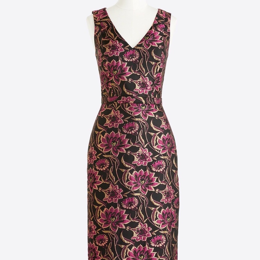 J. Crew Jacquard cocktail dress size 4 pink black gold retails for $228